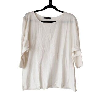 Peruvian Connection Lightweight Sweater White Cream Pima Cotton Women's XL